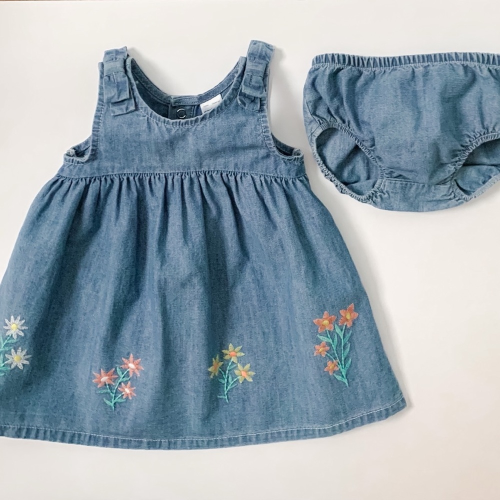 Carter’s Jean dress with embroidery flowers